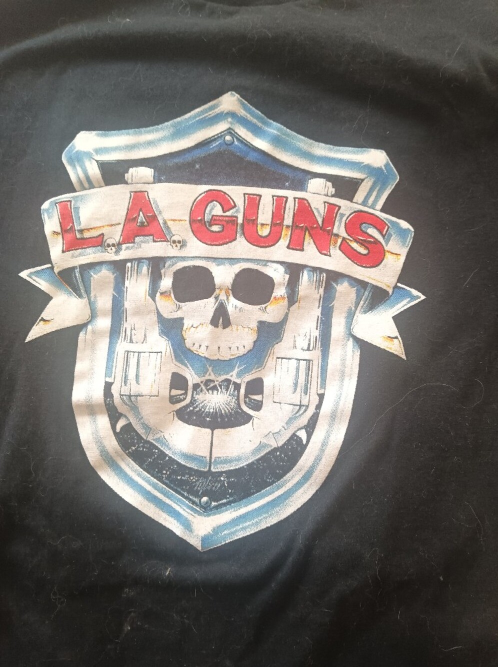 LA Guns Unisex Black Graphic Tee with Skull Crest
